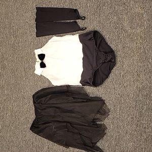 Tuxedo style dance leotard
